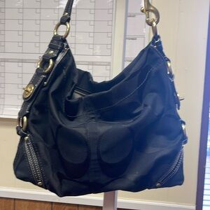 Coach black bag with gold hardware